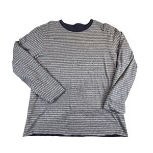 Faherty Brand Mens Reversible Long Sleeve Striped T-Shirt Grey Navy Blue Medium